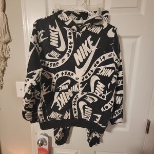 Nike Black and White Hoodie